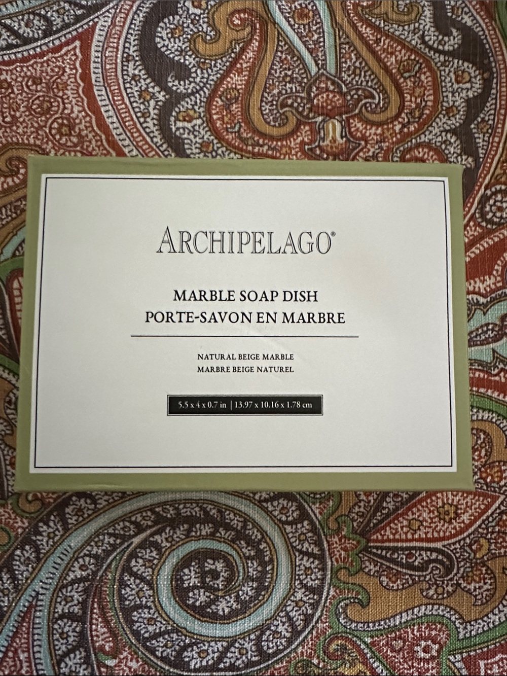 Archipelago Beige and Olive Marble Soap Dish Box